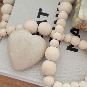 Polished Stone Heart Paperweight Tan Beige Tone | DECOR